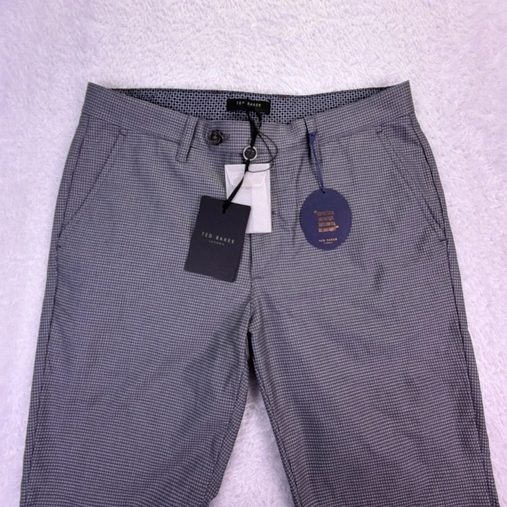 NEW Ted Baker Sparkman Trousers Blue & White Houndstooth Mens 30R (30x32) NWT ✅